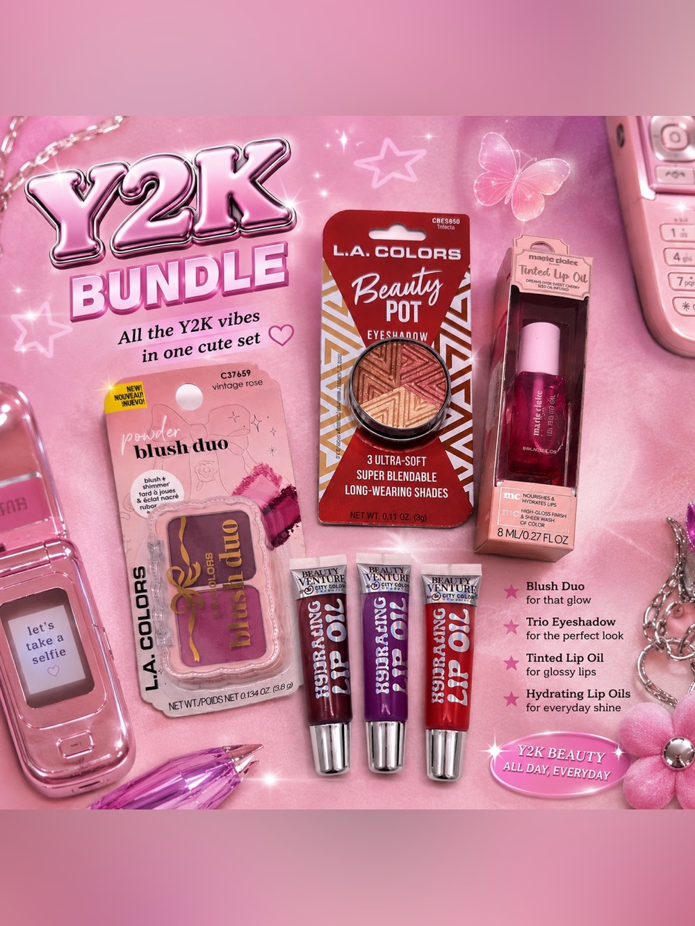 Y2K Inspired Beauty Bundle | Lip Oils Blush Highlight Shimmer Set